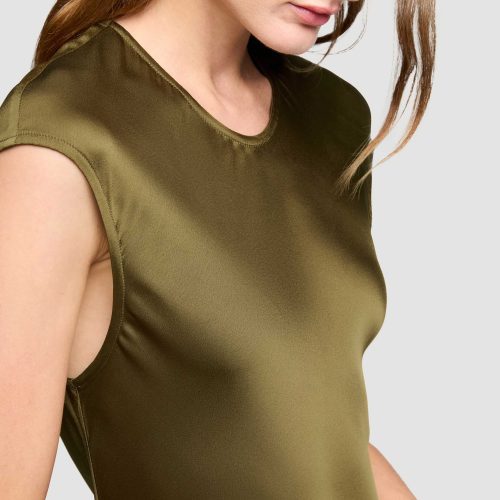 01 Bias Dress in Viscose Satin Olive 0088