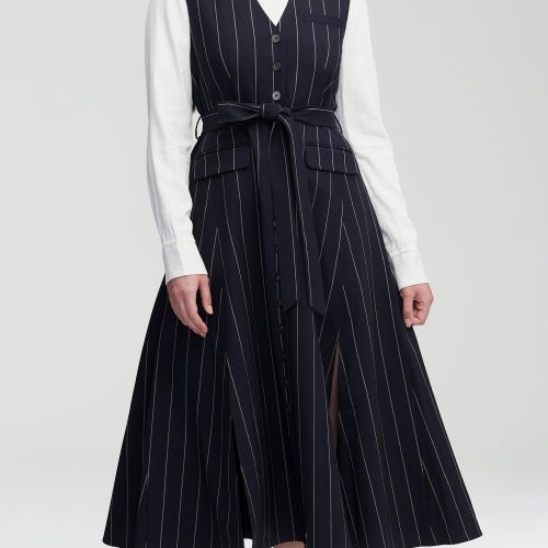 02 Vest Dress Navy Stripe 1651