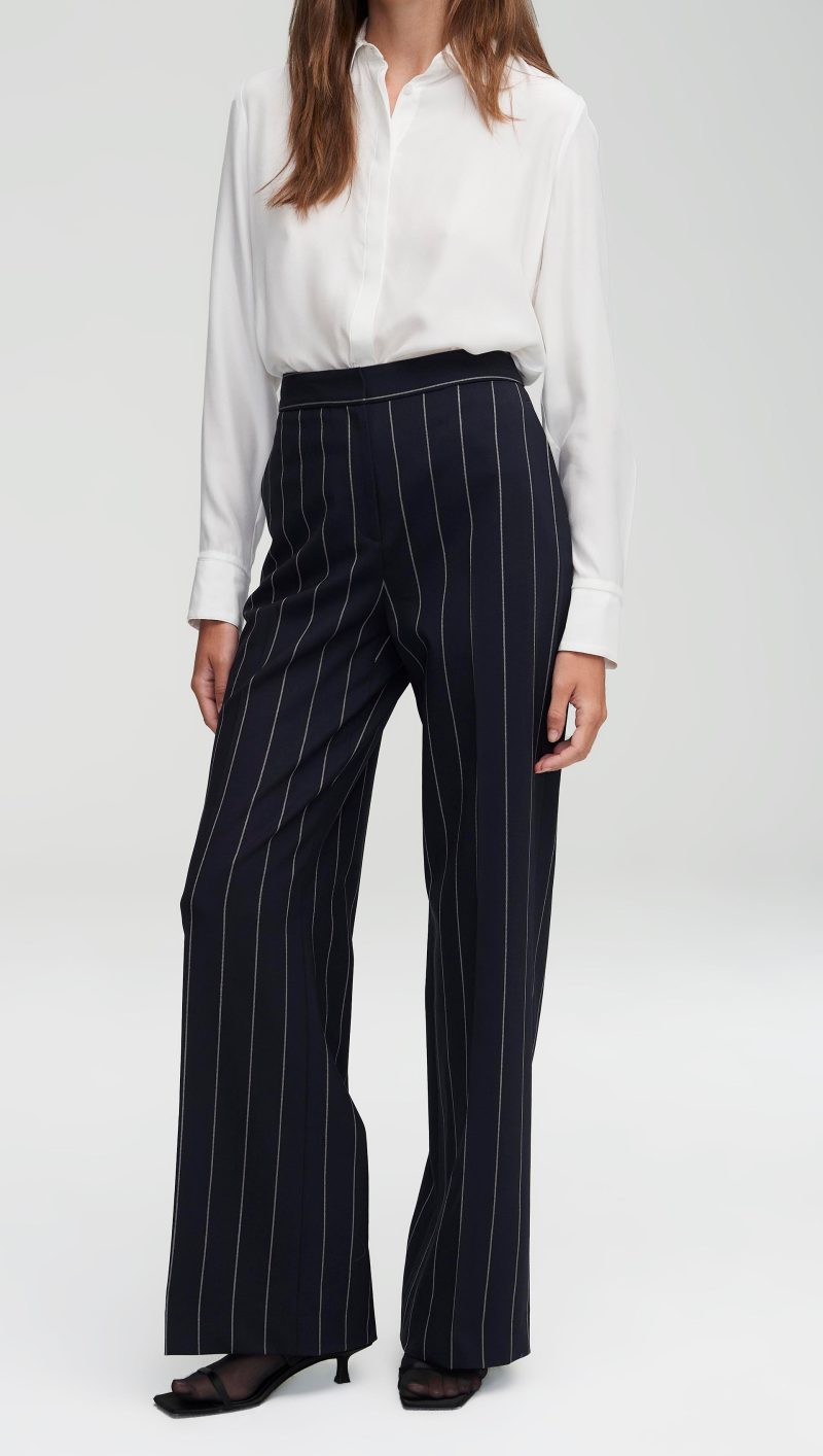 03 Wide Leg Trouser Navy Stripe 1789