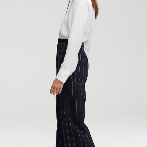 03 Wide Leg Trouser Navy Stripe 1801