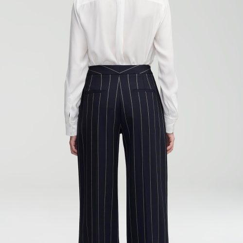 03 Wide Leg Trouser Navy Stripe 1808