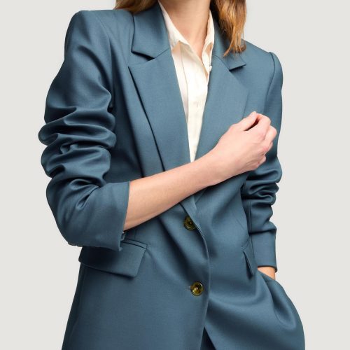 03a Two Button Blazer in Seasonless Wool Stone Blue 0912