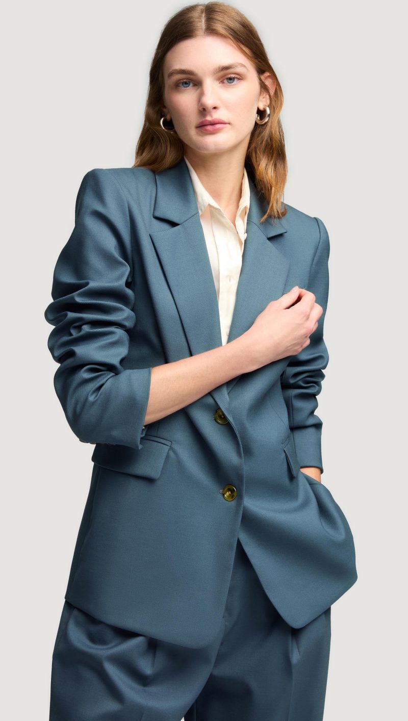 03a Two Button Blazer in Seasonless Wool Stone Blue 0912