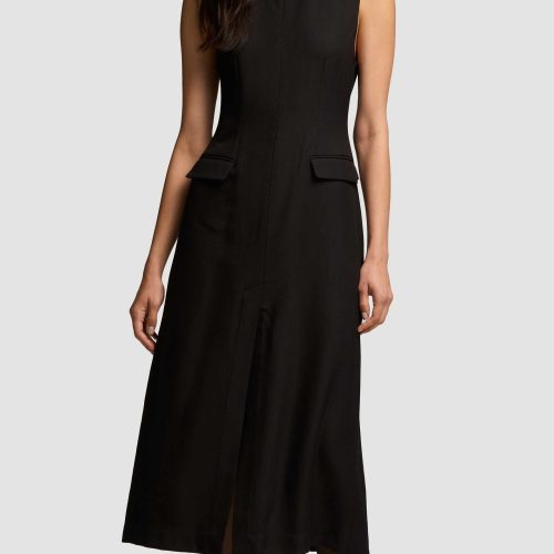 06 Tailored Dress in Viscose Wool Twill Black 4855