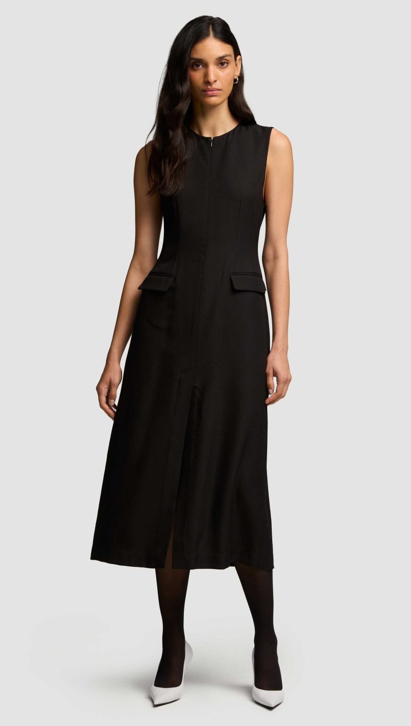 06 Tailored Dress in Viscose Wool Twill Black 4855