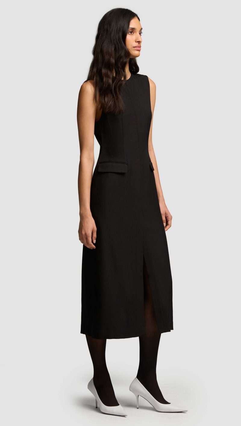 06 Tailored Dress in Viscose Wool Twill Black 4862