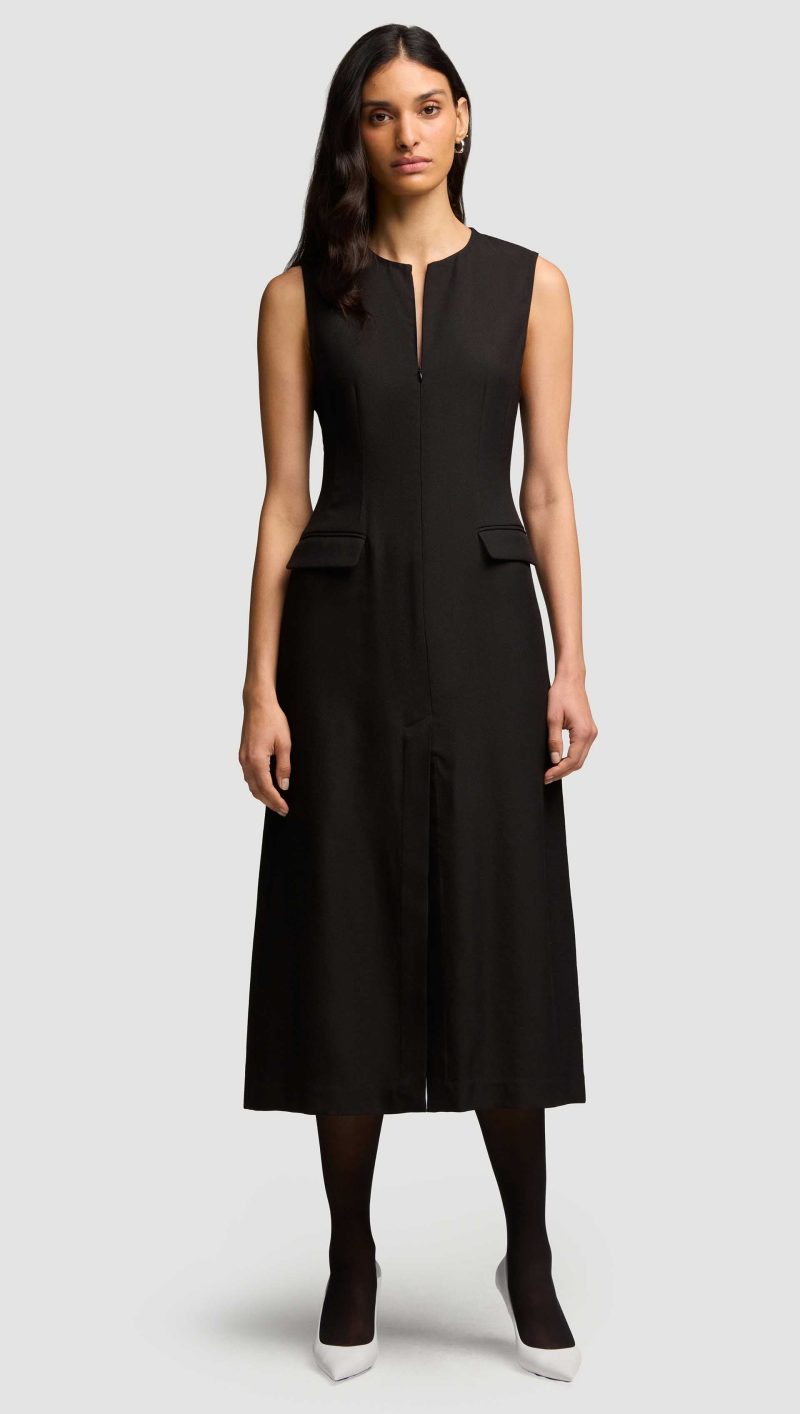 06 Tailored Dress in Viscose Wool Twill Black 4889