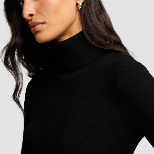 08 Knit Turtleneck in Stretch Wool Black 4939