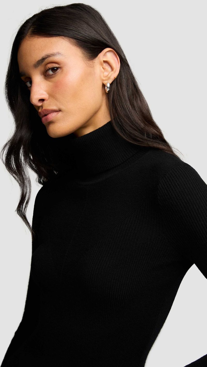 08 Knit Turtleneck in Stretch Wool Black 4939