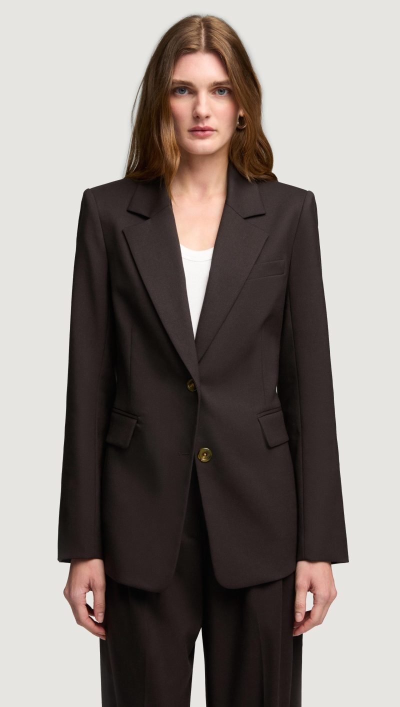 10a Two Button Blazer in Seasonless Wool Coffee 1516