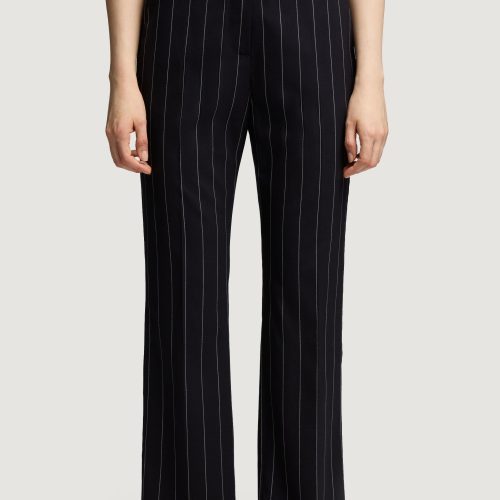 12 Straight Leg Trouser in Stretch Wool Navy Pinstripe 6006