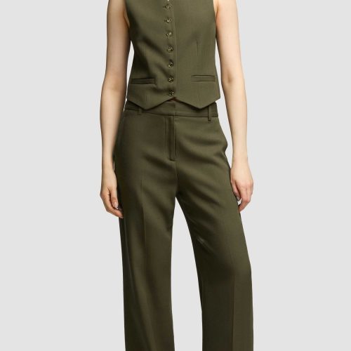 13 Soho Trouser in Viscose Wool Twill Olive 0867 1