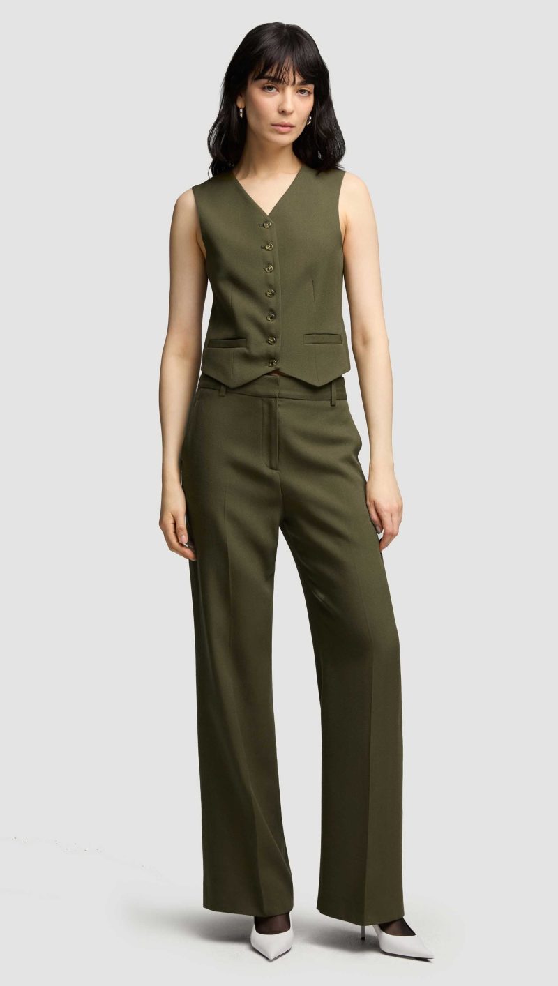 13 Soho Trouser in Viscose Wool Twill Olive 0867 1