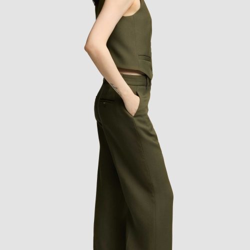 13 Soho Trouser in Viscose Wool Twill Olive 0877 1