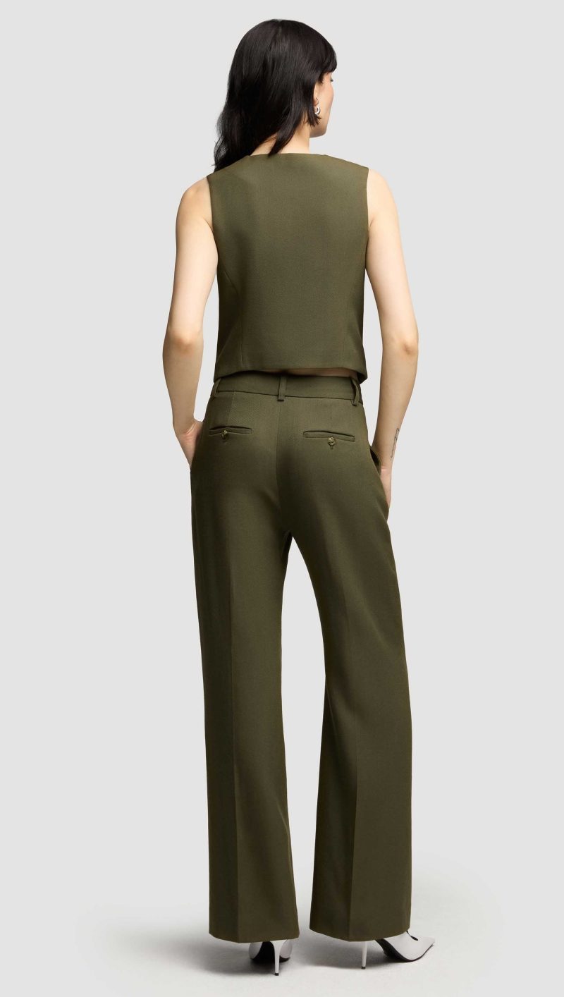 13 Soho Trouser in Viscose Wool Twill Olive 0885 1