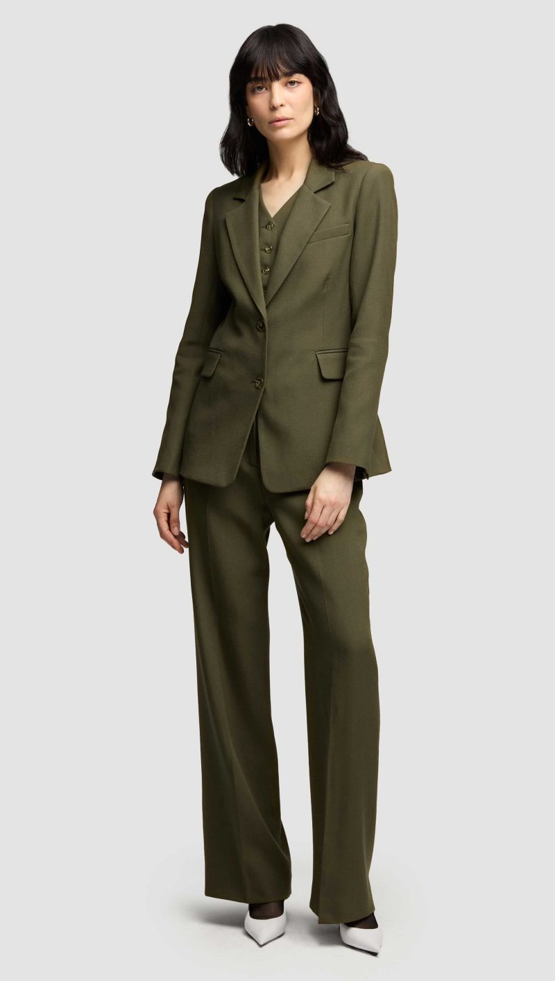 13a Two Button Blazer in Viscose Wool Twill Olive 4195