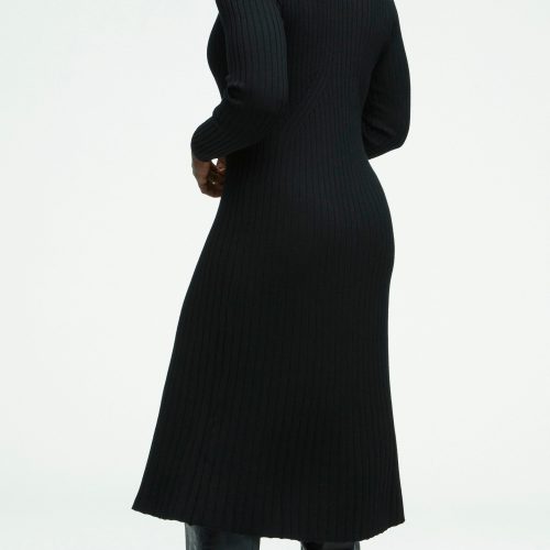 19 Ribbed Everyday Dress Black 0178