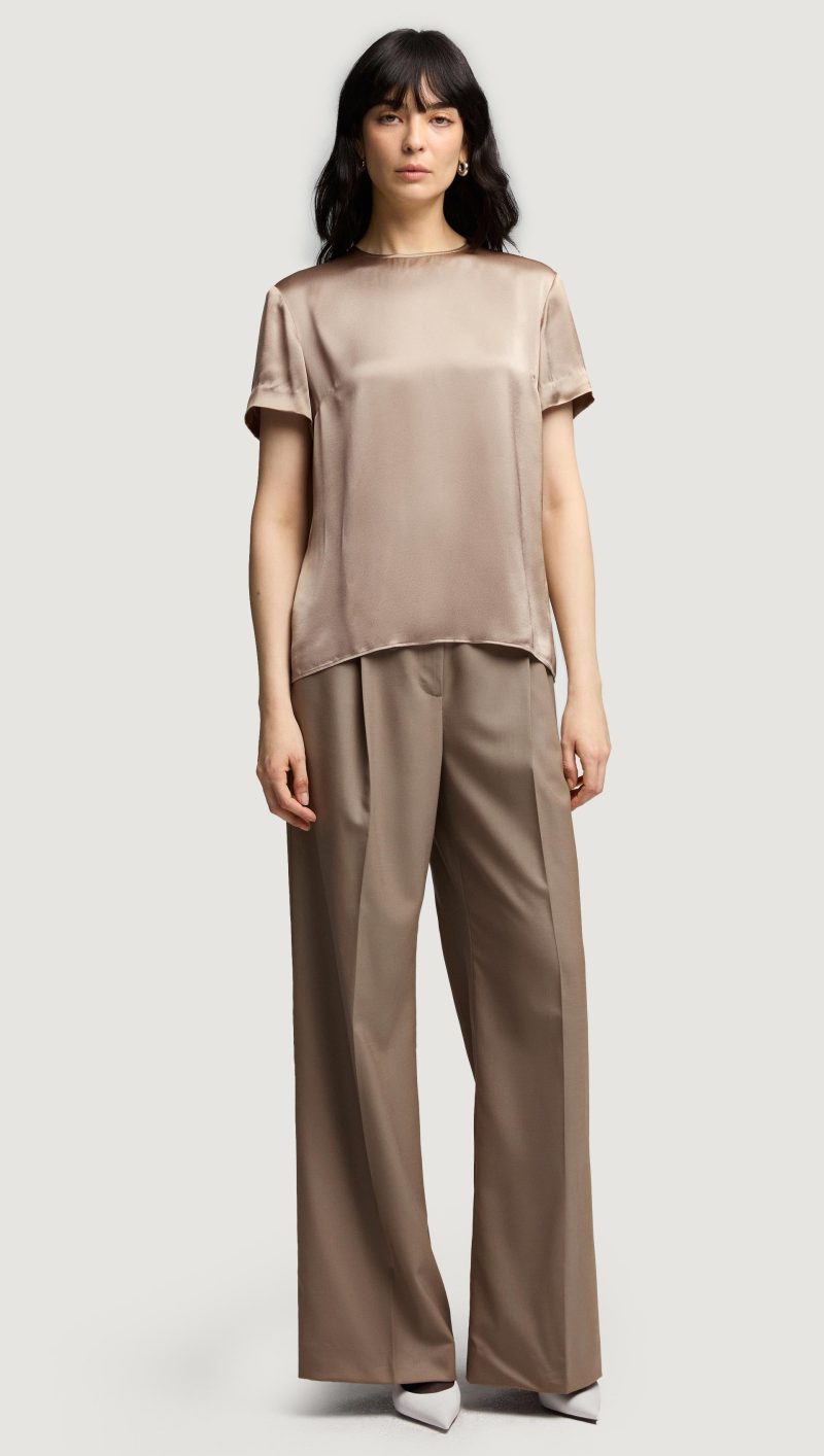 19 Single Pleat Trouser in Seasonless Wool Taupe 4797