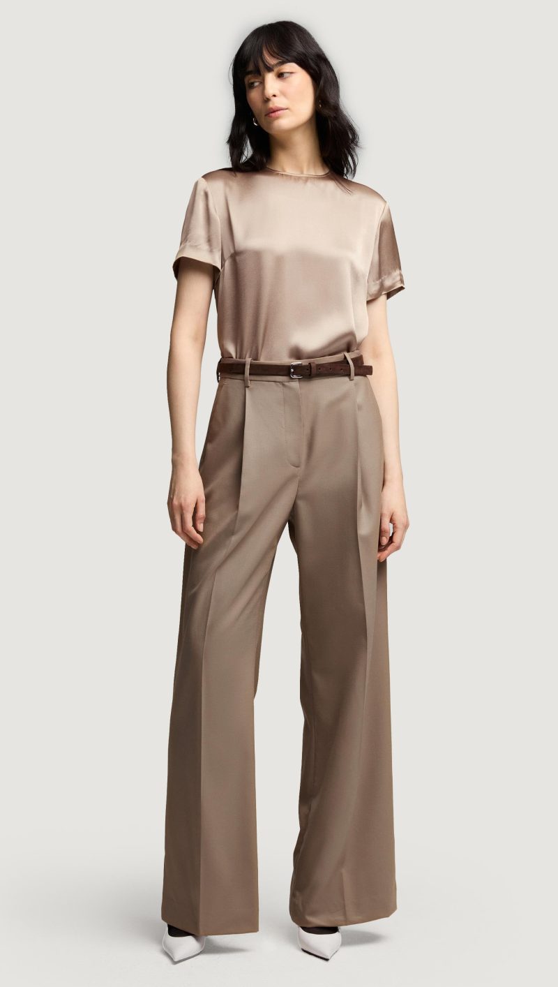 19 Single Pleat Trouser in Seasonless Wool Taupe 4811