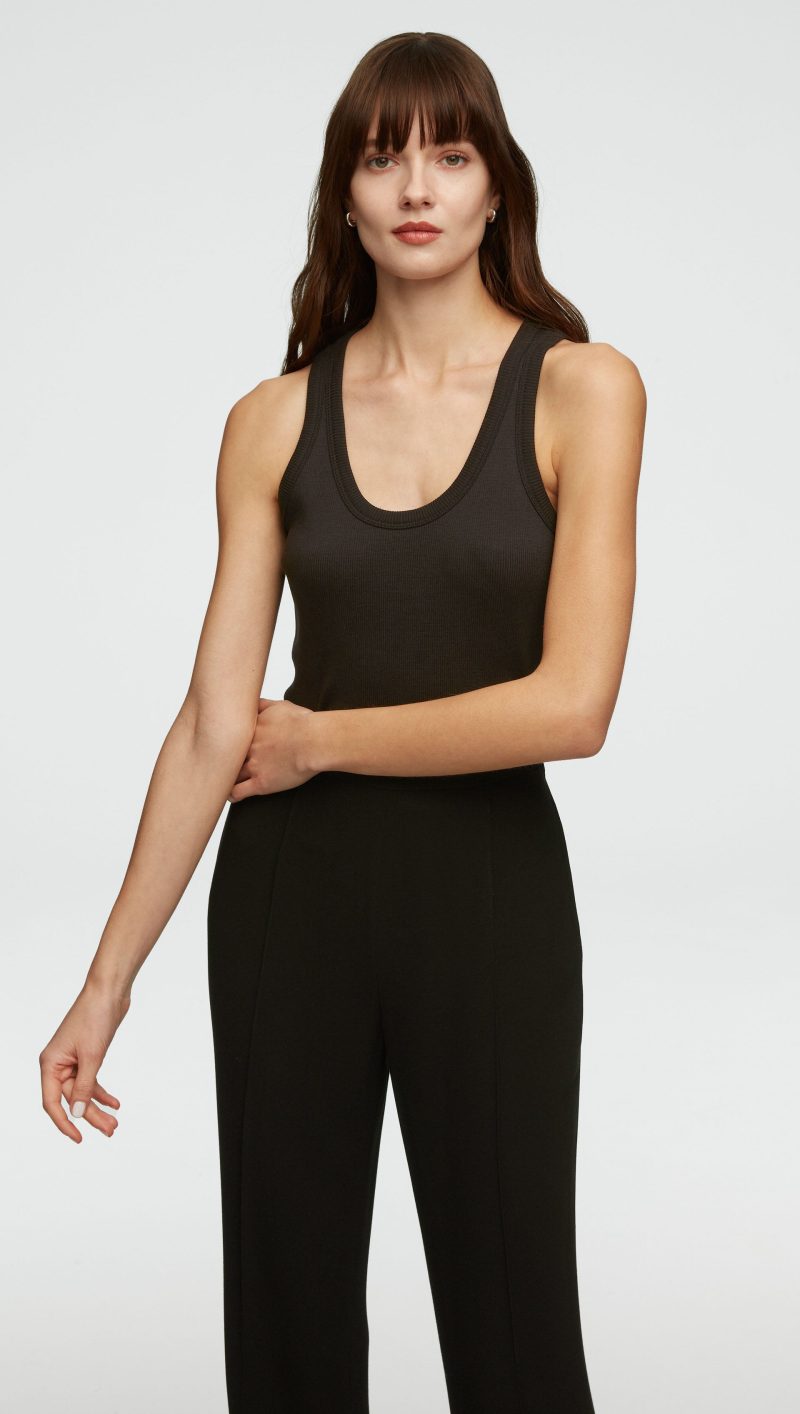 20 Ribbed Tank in Cotton Elastane Black 0671