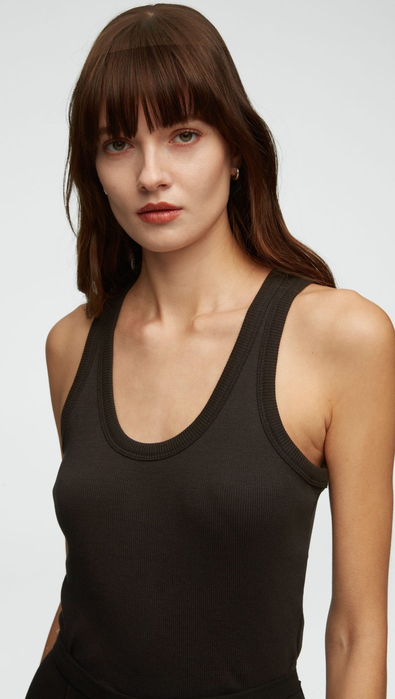 20 Ribbed Tank in Cotton Elastane Black 0679