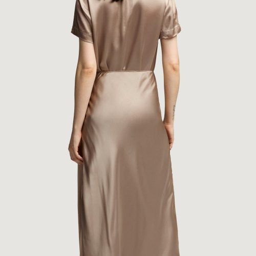 20 Woven Top in Viscose Satin Taupe 4606