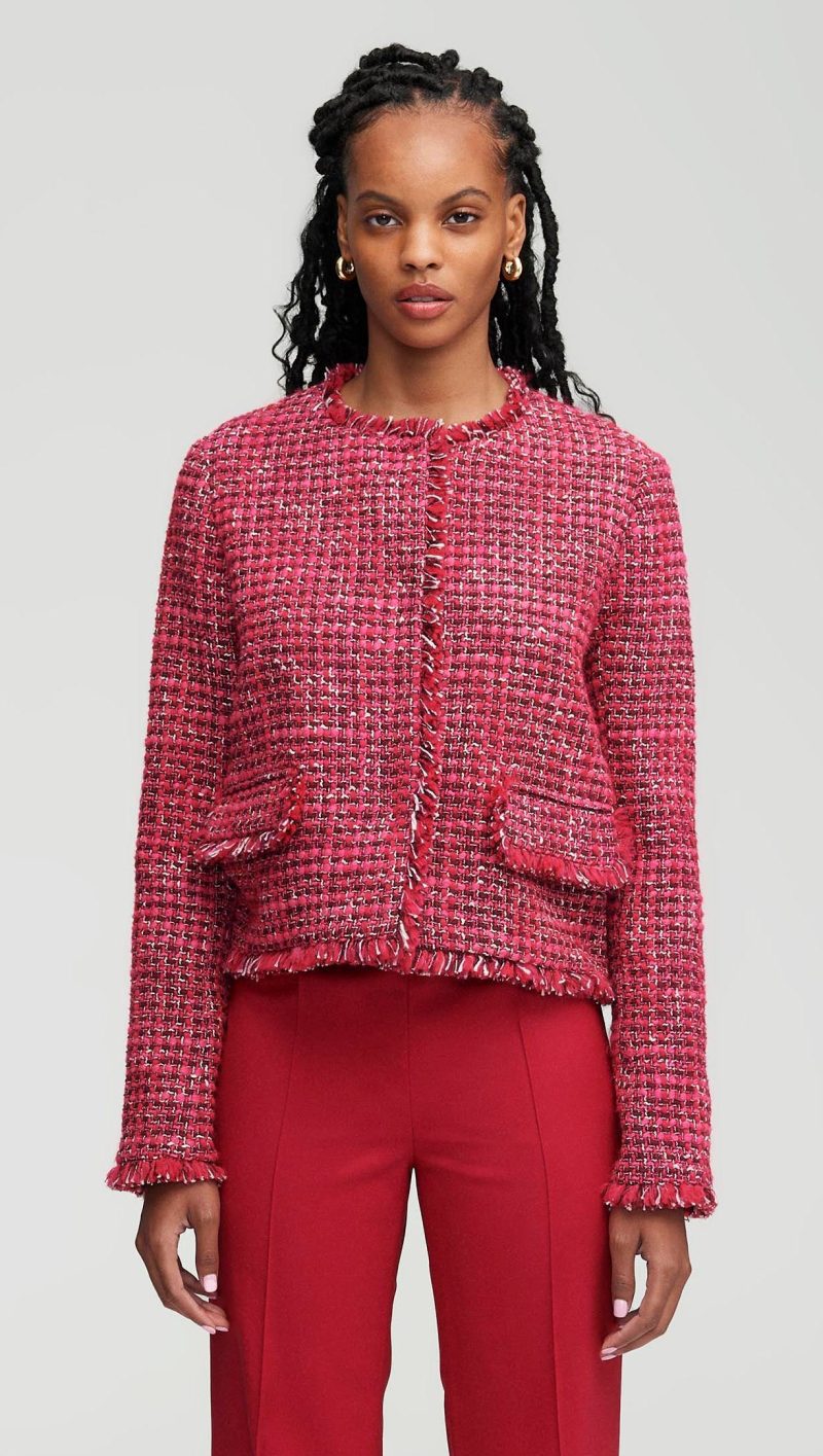 24 Classic Jacket Tweed Raspberry Pink Multi 1599 CROP