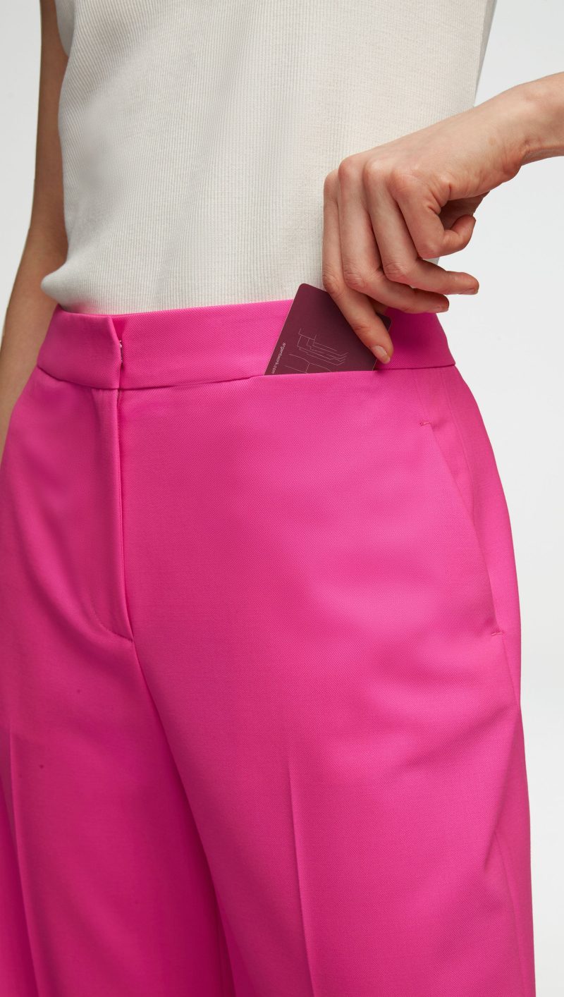 24 VSY Wide Leg Trouser in Seasonless Wool Bright Pink 2647