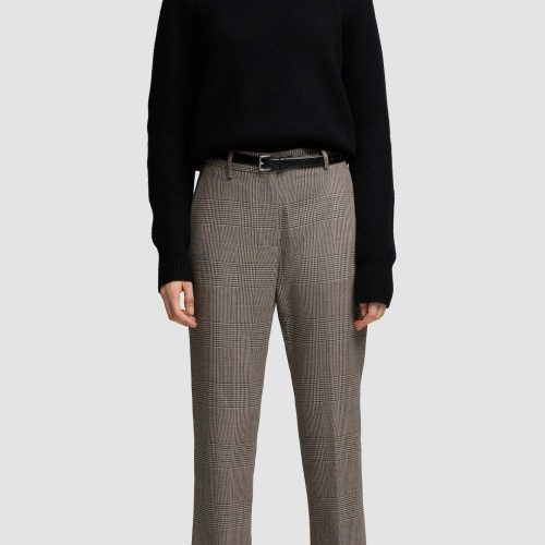 25 Cropped Straight Leg Trouser in Wool Plaid Houndstooth 1684