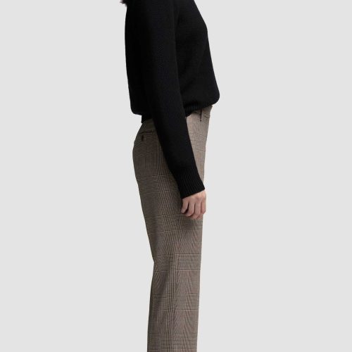 25 Cropped Straight Leg Trouser in Wool Plaid Houndstooth 1726