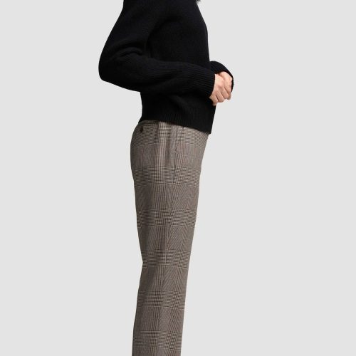 25 Cropped Straight Leg Trouser in Wool Plaid Houndstooth 1740