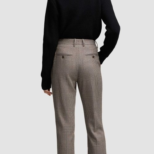 25 Cropped Straight Leg Trouser in Wool Plaid Houndstooth 1753