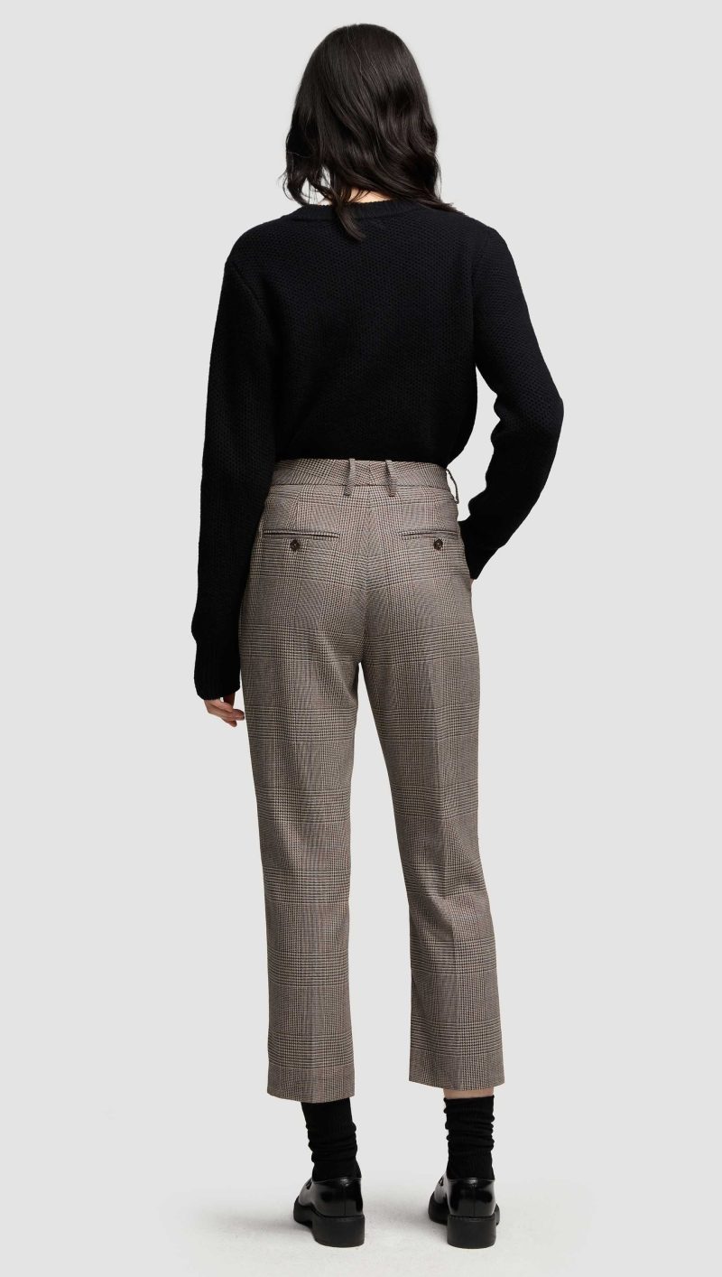 25 Cropped Straight Leg Trouser in Wool Plaid Houndstooth 1753