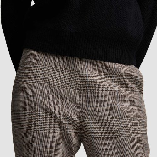 25 Cropped Straight Leg Trouser in Wool Plaid Houndstooth 1766