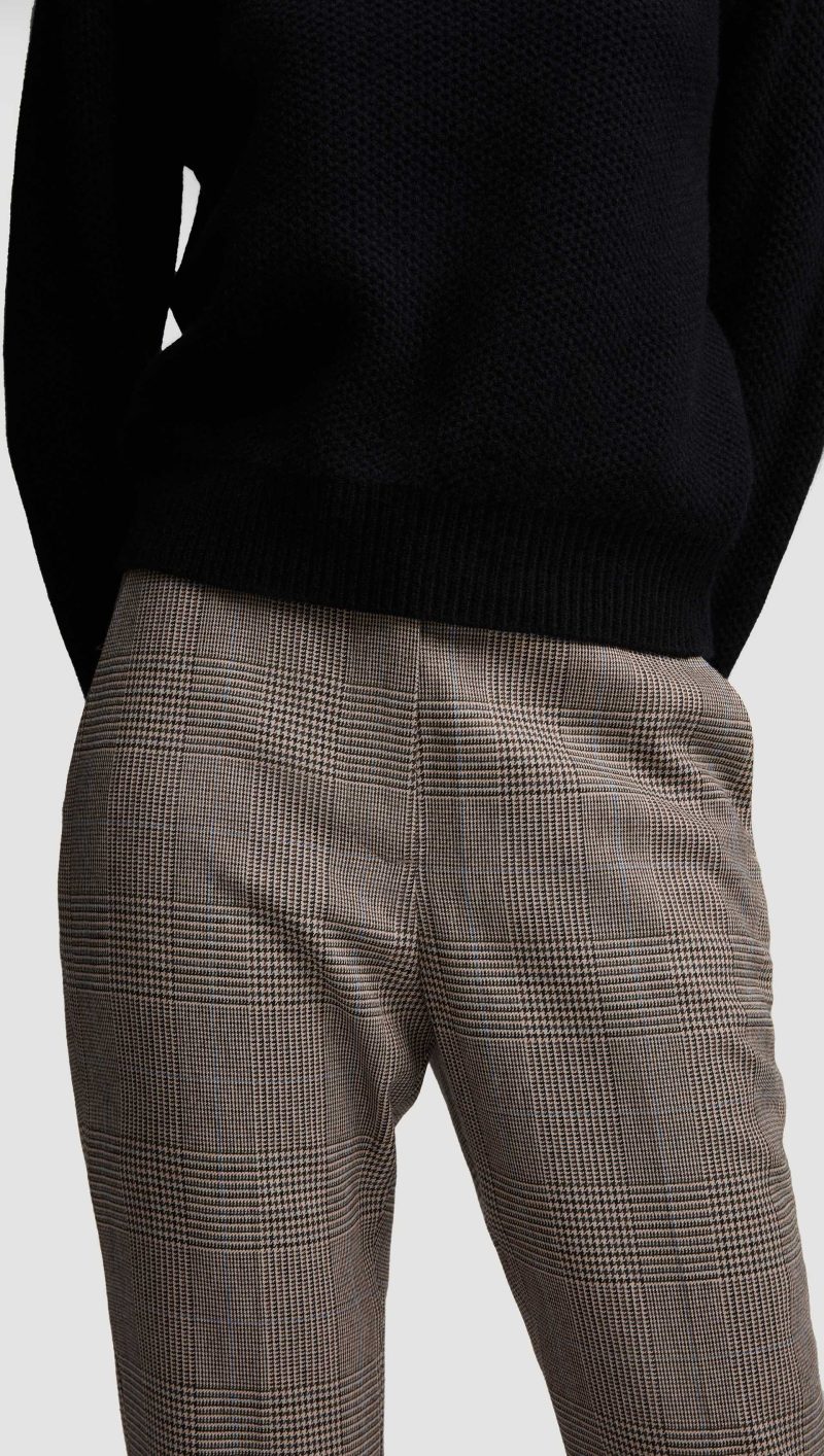 25 Cropped Straight Leg Trouser in Wool Plaid Houndstooth 1766