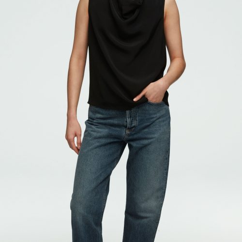 26 Cowl Top in Silk Crepe Black 0220