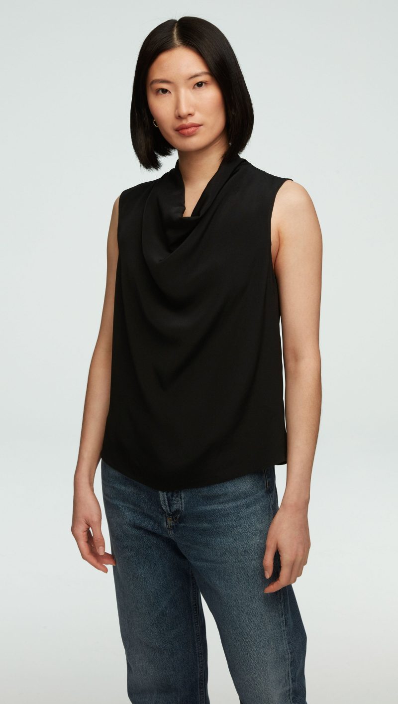 26 Cowl Top in Silk Crepe Black 0225