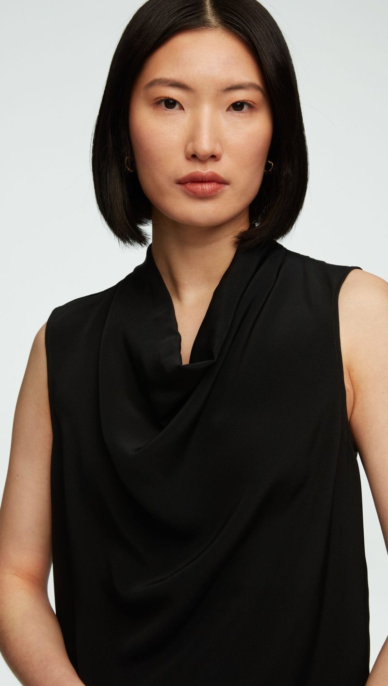 26 Cowl Top in Silk Crepe Black 0231