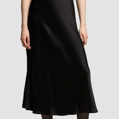 28 Bias Midi Skirt in Viscose Satin Black 5404