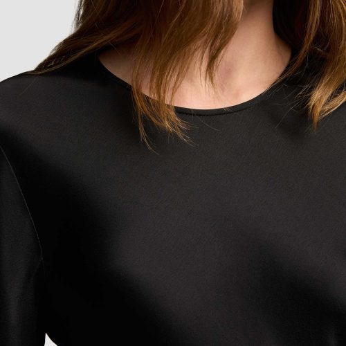 29 Longsleeve Bias Top in Viscose Satin Black 3086