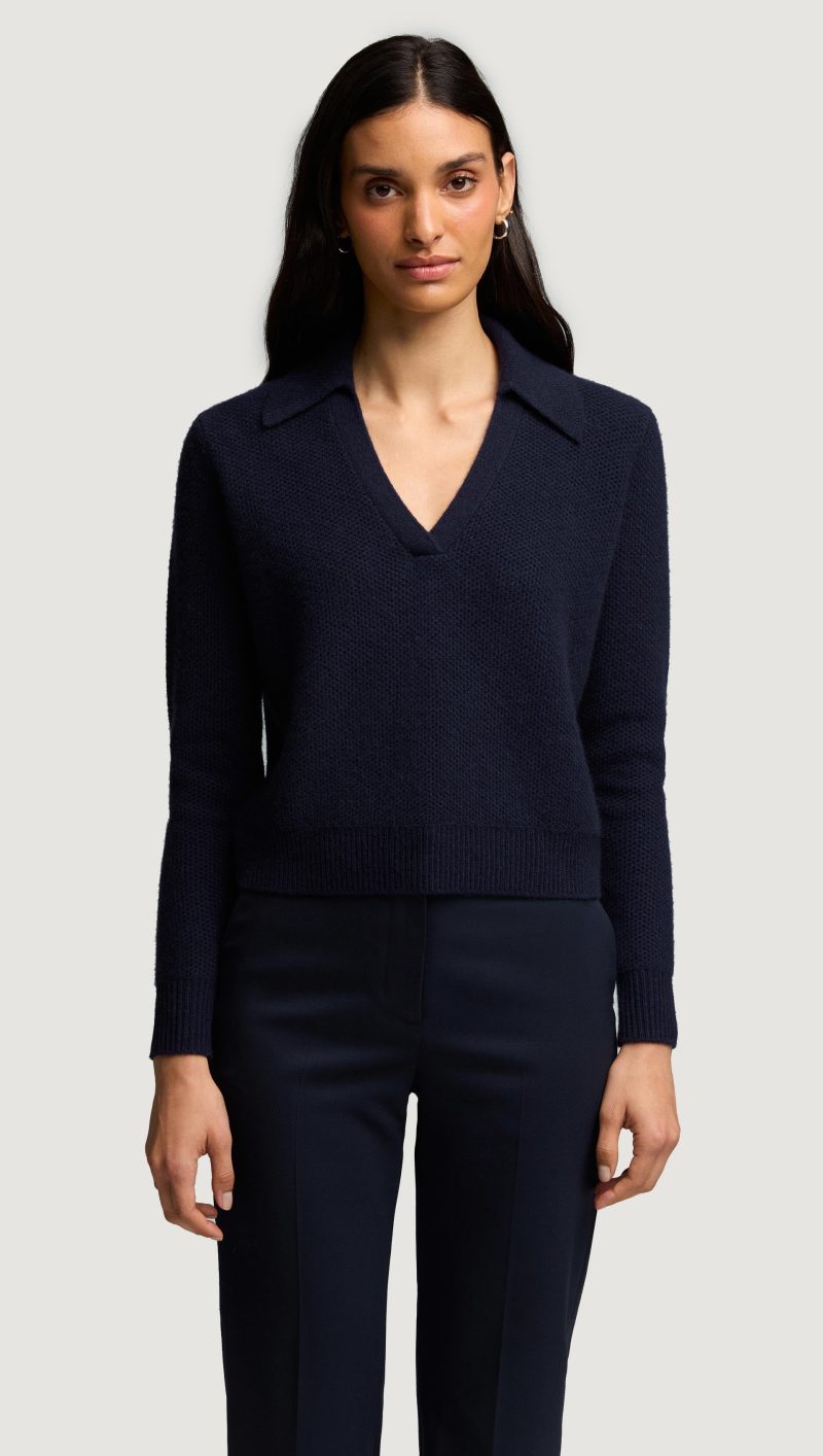 31 Polo Sweater in Wool Cashmere Navy 6520