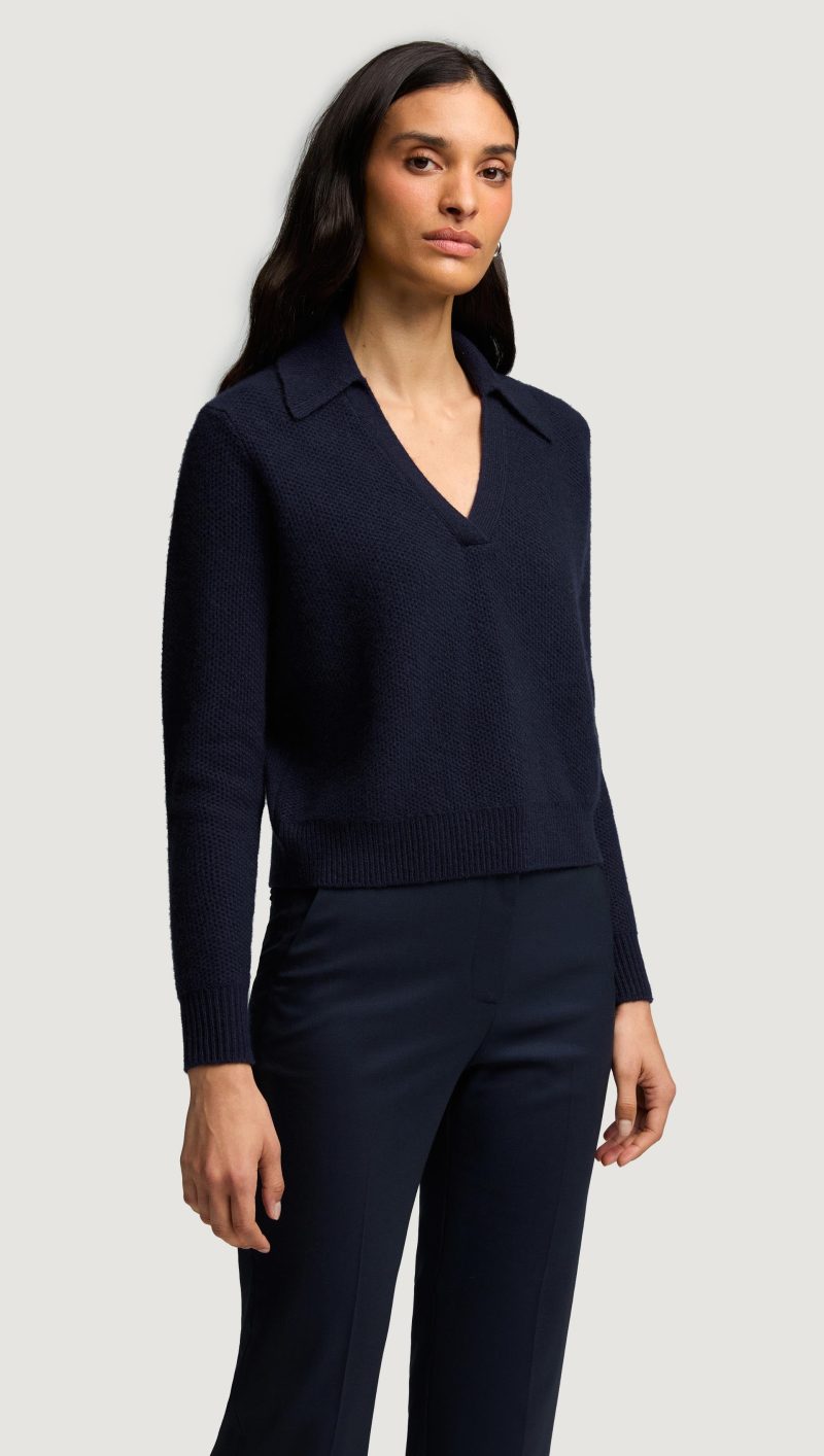 31 Polo Sweater in Wool Cashmere Navy 6522