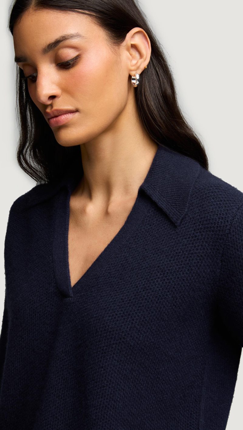 31 Polo Sweater in Wool Cashmere Navy 6530