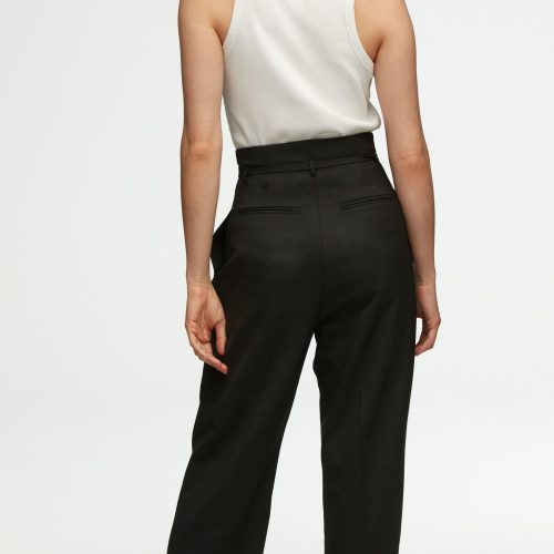 33 High Waisted Belted Trouser in Seasonless Wool Black 2812