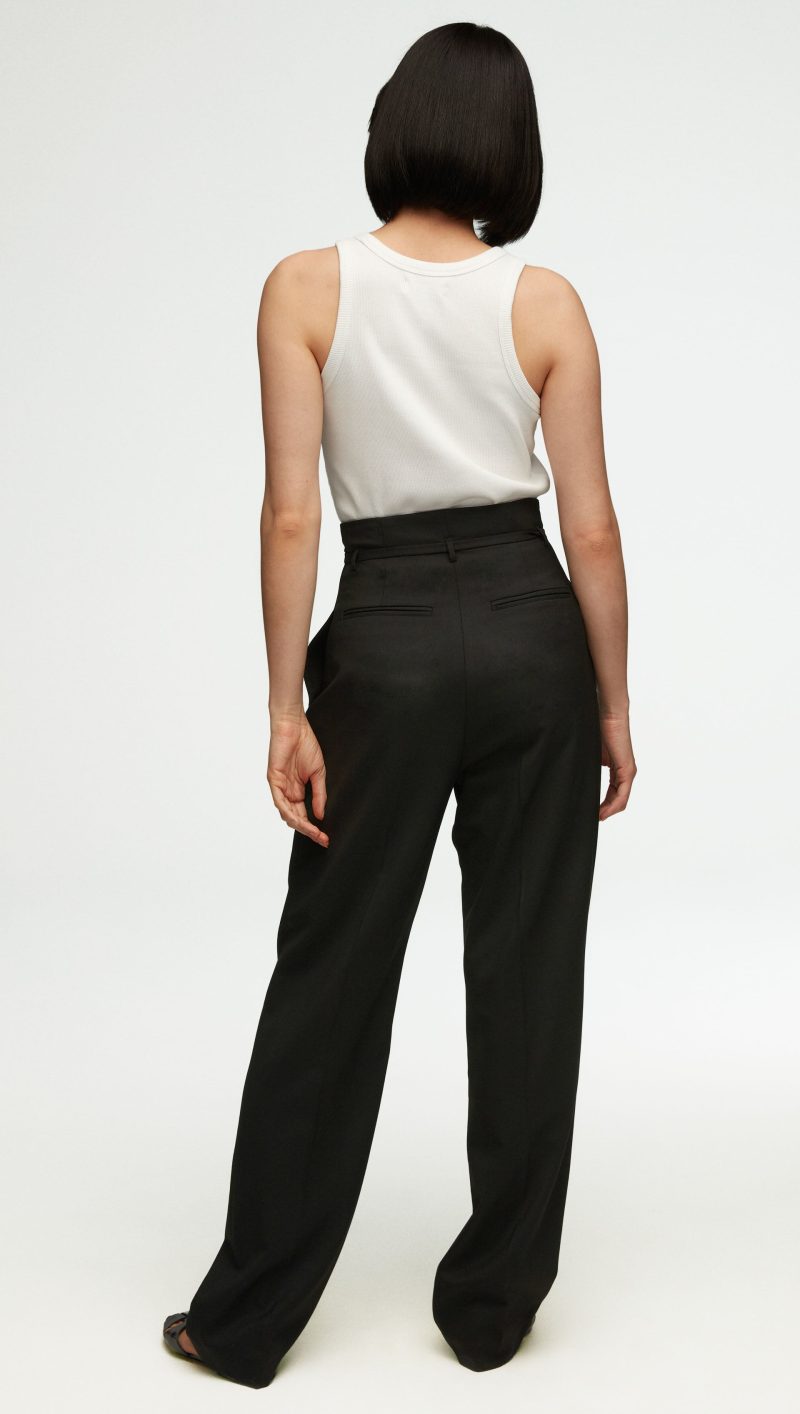 33 High Waisted Belted Trouser in Seasonless Wool Black 2812