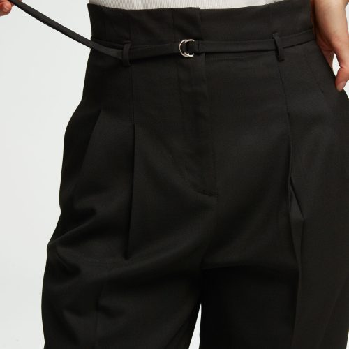 33 High Waisted Belted Trouser in Seasonless Wool Black 2821