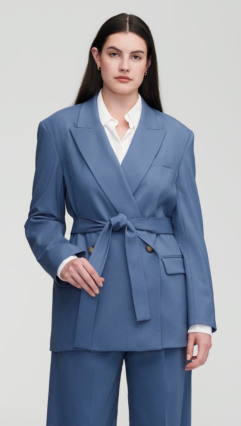 34 Belted Blazer Pigeon Blue 2368 CROP