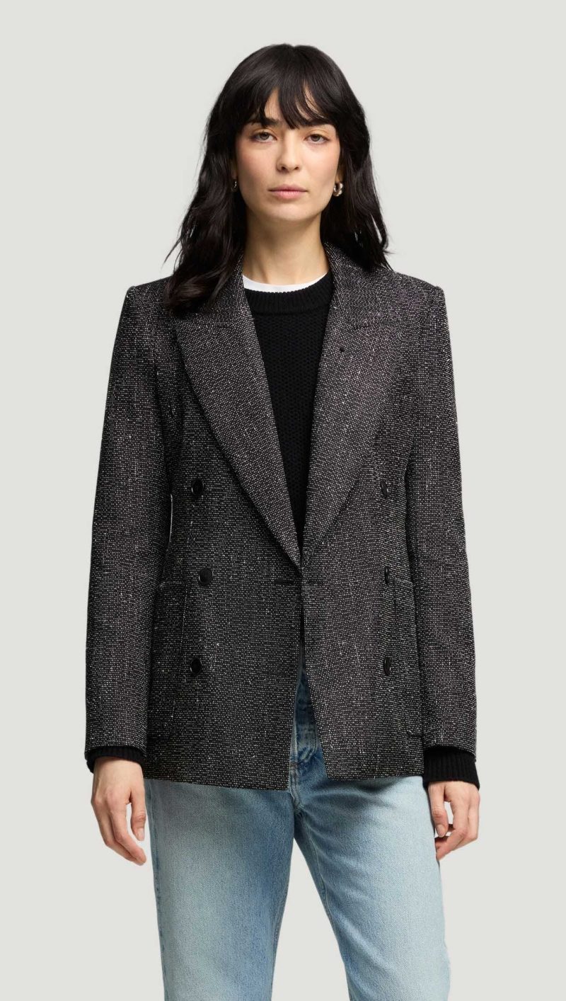 34 Chelsea Blazer in Tweed Black and White 3970