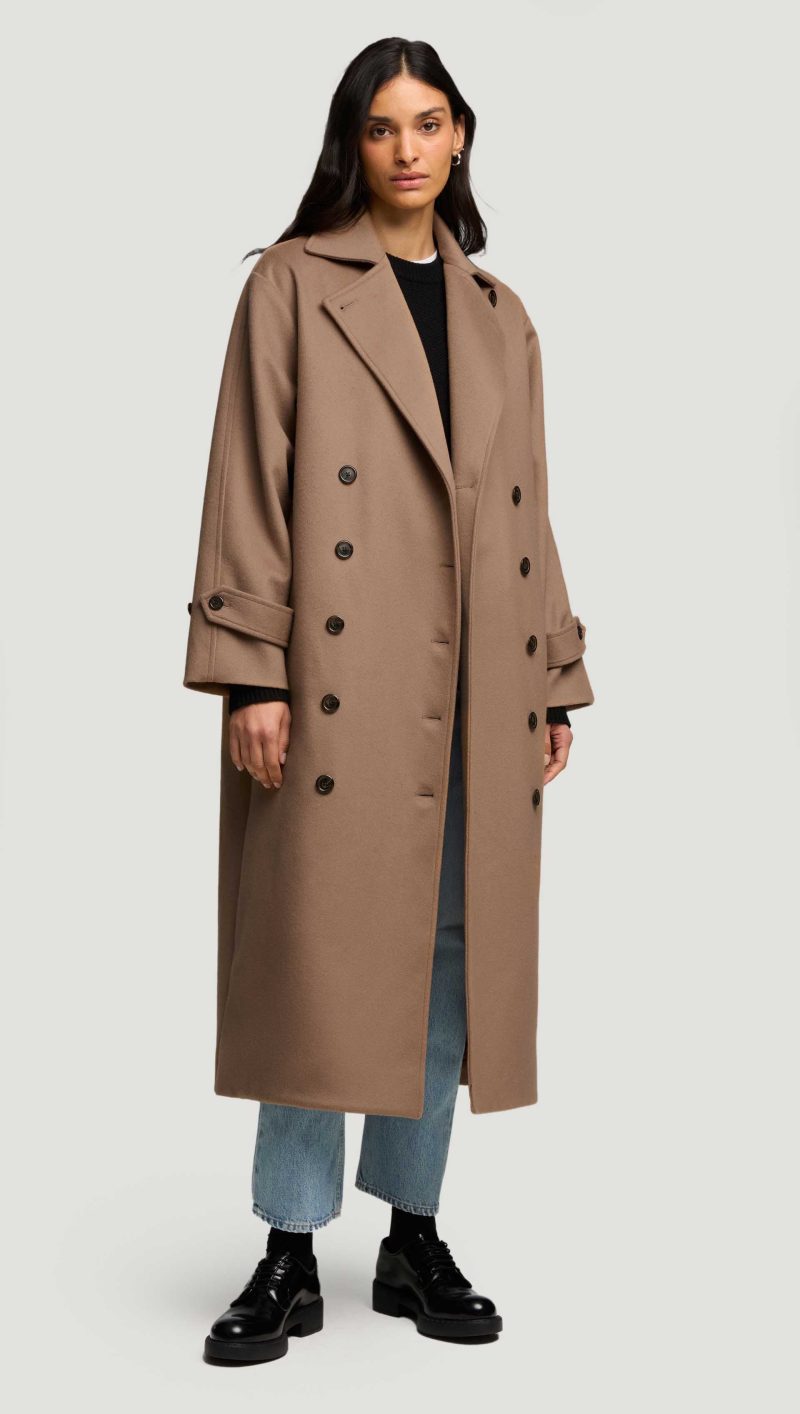 35 Double Breasted Coat in Wool Cashmere Camel 4091