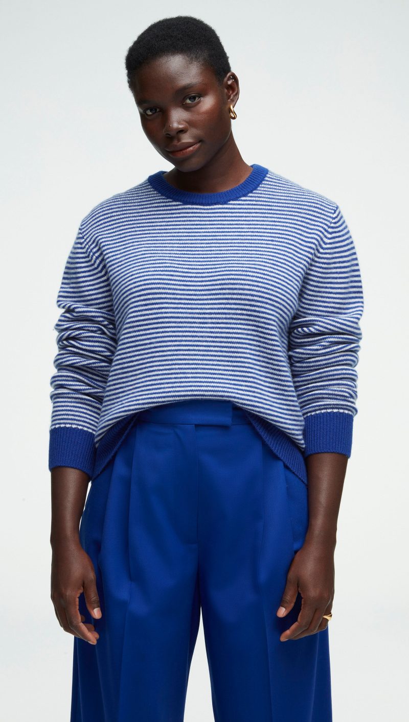 35 StripedCrewneck Ivory Cobalt 1008